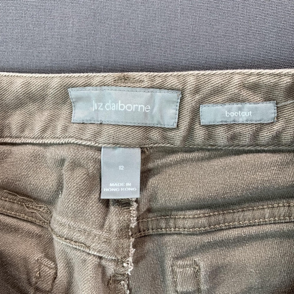Liz Claiborne Jeans Womens 12 Beige Light Wash Mid Rise Bootcut Stretch 34x30 - Picture 5 of 15